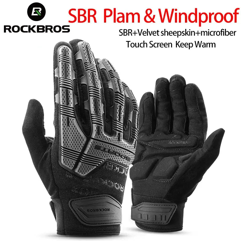 ROCKBROS Cycling Gloves Thermal Autumn Winter Gloves Windproof SBR Touch Screen Bike Gloves Full Finger Shockproof Sport Gloves by Beastly Survival Outlet ROCKBROS Cycling Gloves Thermal Autumn Winter Gloves Windproof SBR Touch Screen Bike Gloves Full Finger Shockproof Sport Gloves Beastly Survival Outlet