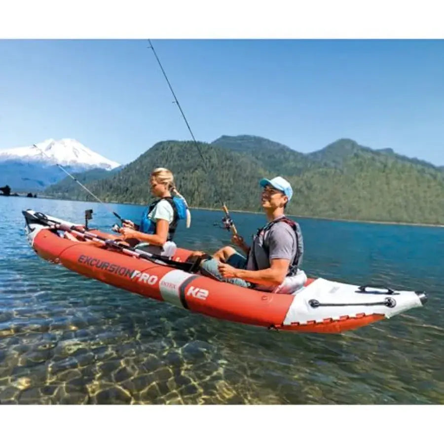 68309EP Excursion Pro K2 Inflatable Kayak Set: 2-Person 400lb Ccity SuperTough PVC Adjustable Bucket Seat Includes Deluxe 86in by Beastly Survival Outlet