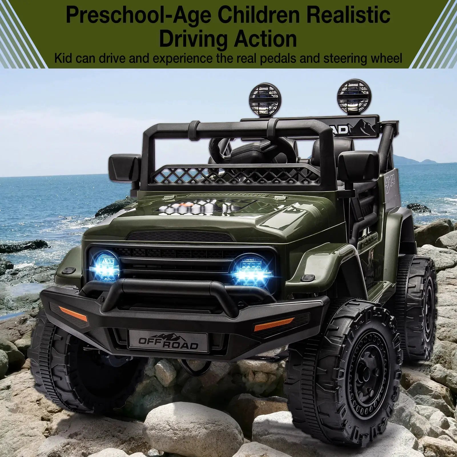 12V Kids Ride On Truck With Remote Control And LED Lights Jr by Beastly Survival Outlet