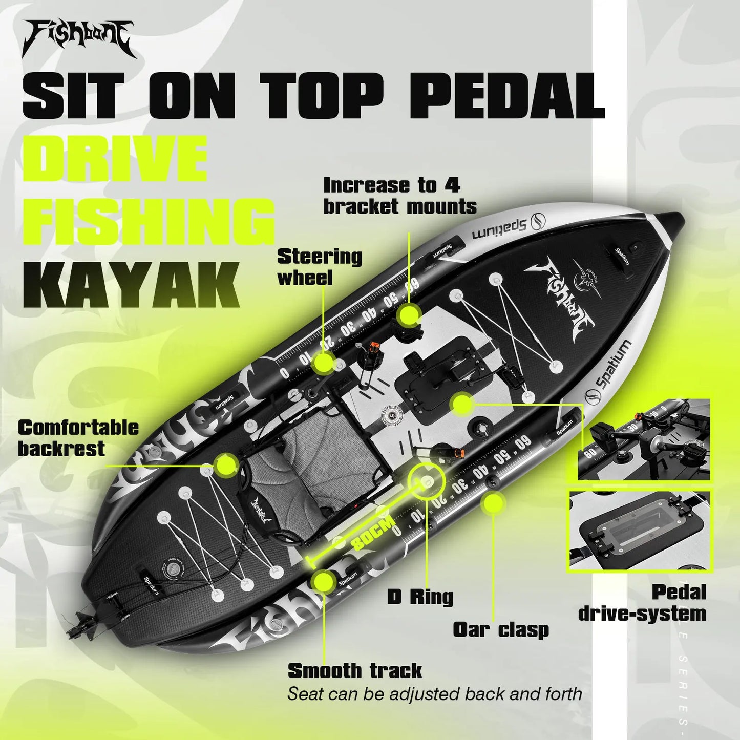 Spatium Fishing Kayak with Pedal Drive System for Ultimate Fun