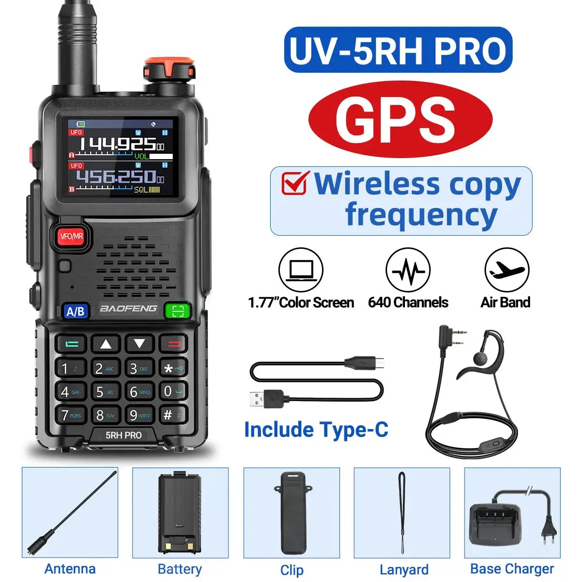 Baofeng UV5RH Pro GPS Walkie Talkies Long Range BandPro NOAA by Beastly Survival Outlet