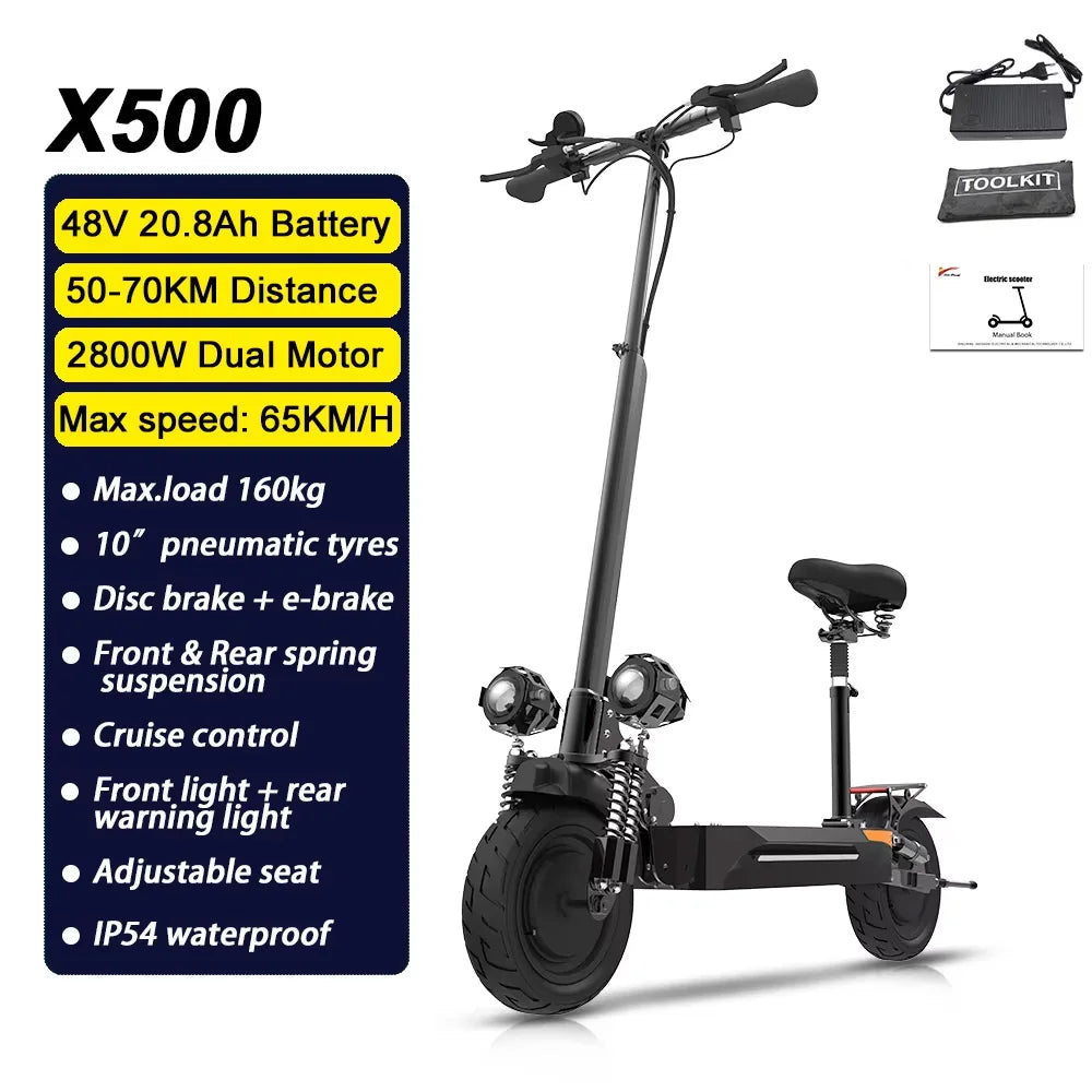 75kmh Dual Motor 3200W Foldable Electric Scooter Fat Tires 2 by Beastly Survival Outlet