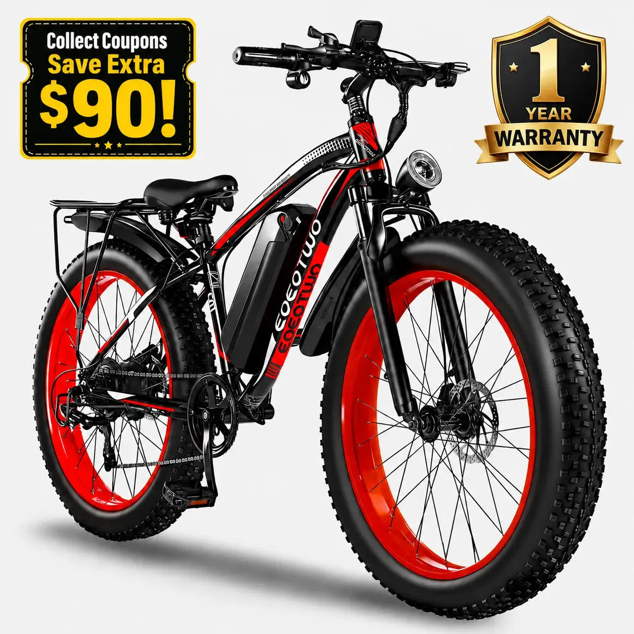 EOEOTWO 1500W Fat Tire Electric Bike for Adults 26"x4.0 All Terrain Ebike 34MPH Fast Mountain E-Bike 48V Long Range Snow Beach Bicycle by Beastly Survival Outlet