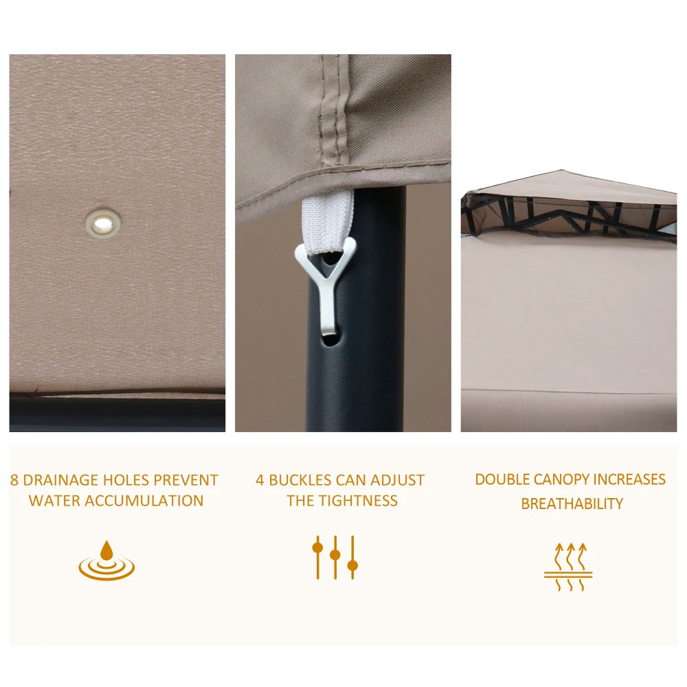 Spacious Outdoor Patio Gazebo With 2-Tier Roof And Netting