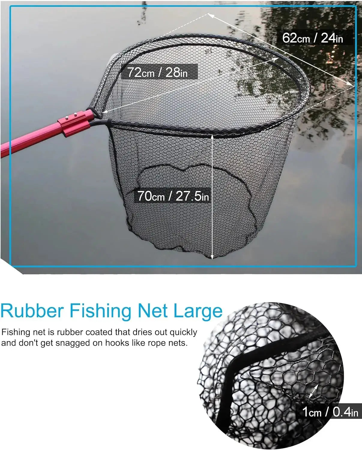 Large Rubber Fishing Net Telescoping Handle 94in Reach Pro X by Beastly Survival Outlet