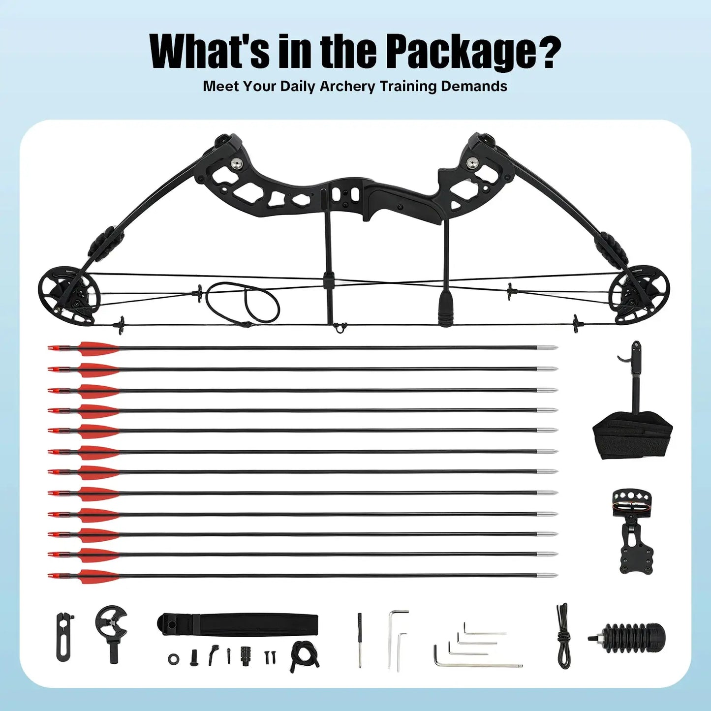 Compound Bow Hunting Kit with 12 Arrows 3-Pin Sight Adjustable Draw Weight and Length for Archery Enthusiasts,Beginners by Beastly Survival Outlet