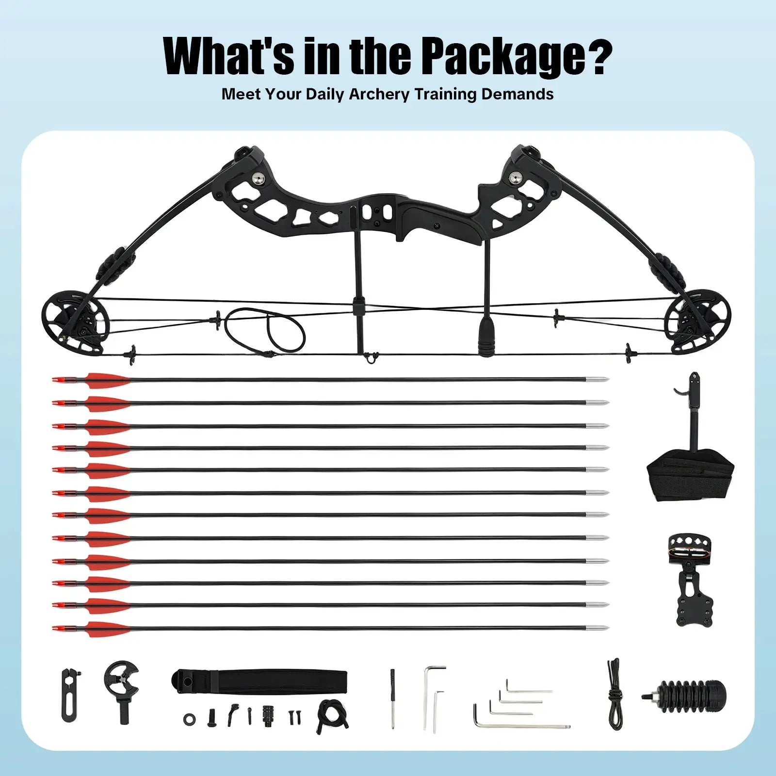 Compound Bow Hunting Kit with 12 Arrows 3-Pin Sight Adjustable Draw Weight and Length for Archery Enthusiasts,Beginners by Beastly Survival Outlet