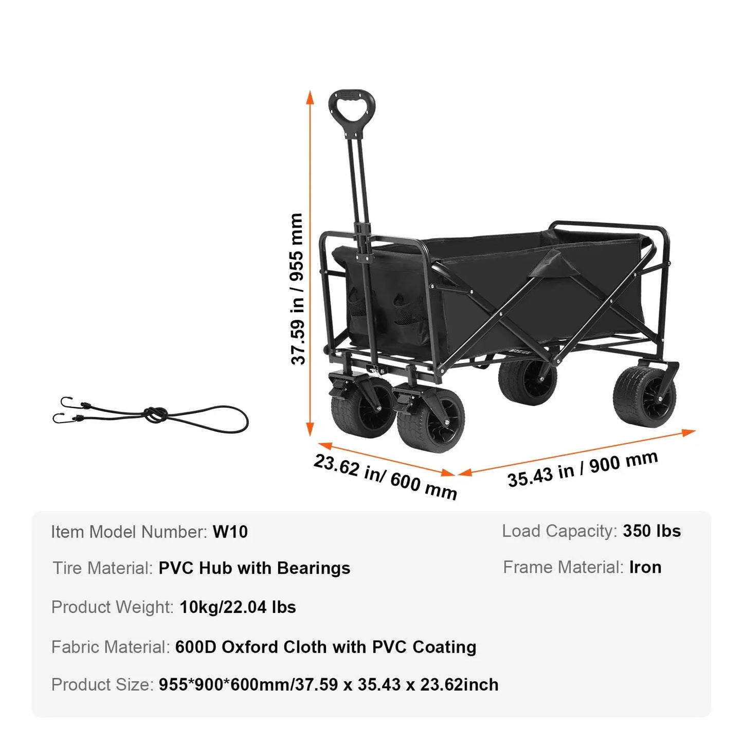 SucceBuy Collapsible Folding Wagon Beach Wagon Cart with All-Terrain Wheels Drink Holder Sport Wagon for Camping Shopping Garden by Beastly Survival Outlet