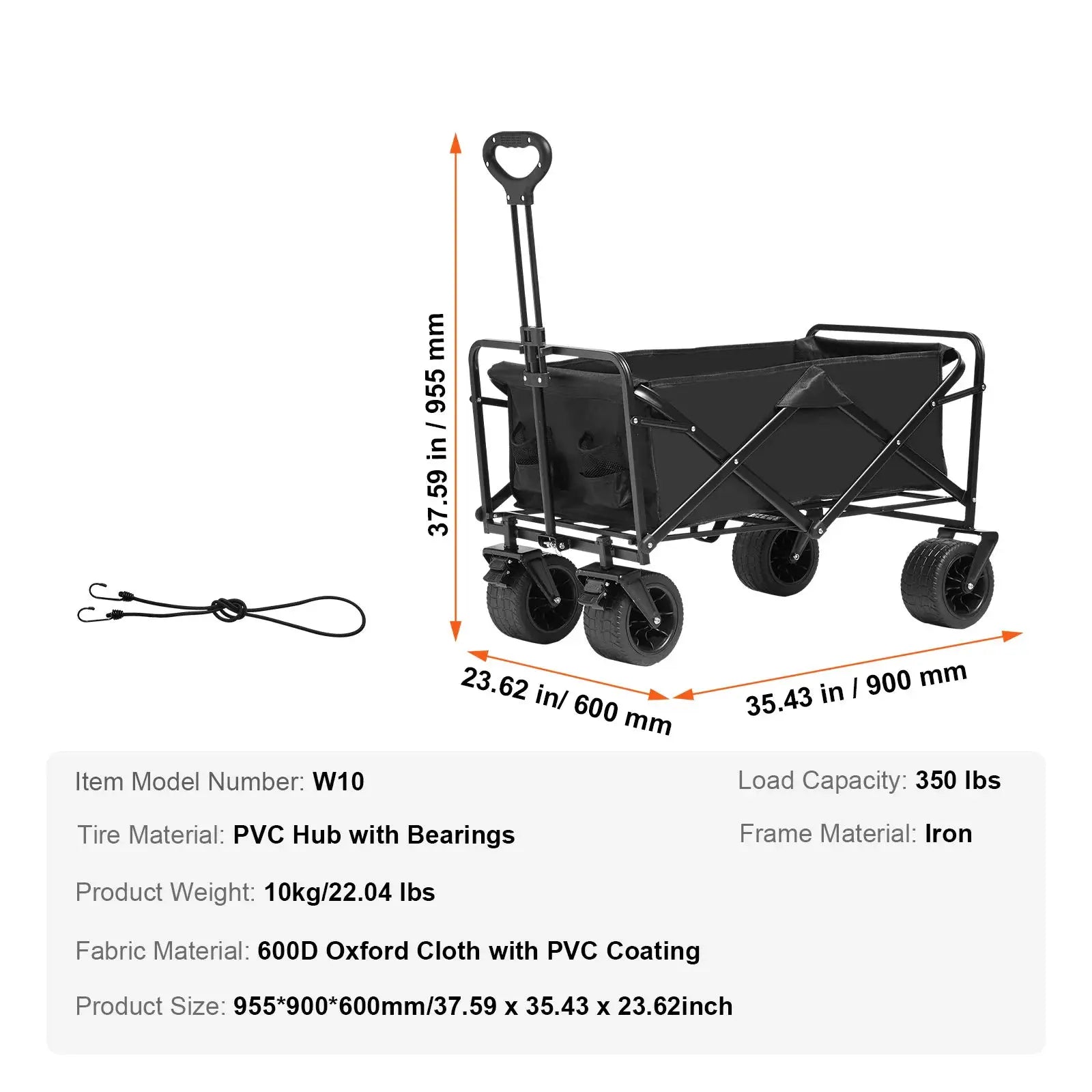 SucceBuy Collapsible Folding Wagon Beach Wagon Cart with All-Terrain Wheels Drink Holder Sport Wagon for Camping Shopping Garden by Beastly Survival Outlet