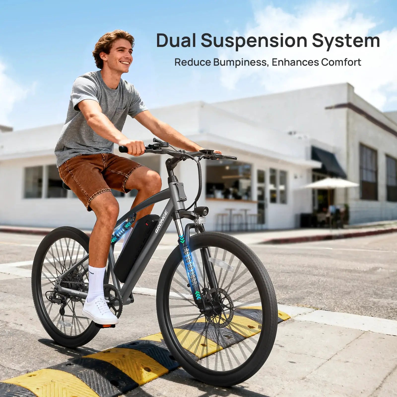 QRONGE Zephyr Electric Bike for Adults 1000W Peak Motor 486Wh Battery Mountain Electric Bicycle 26'' Tire Full Suspension E-bike by Beastly Survival Outlet