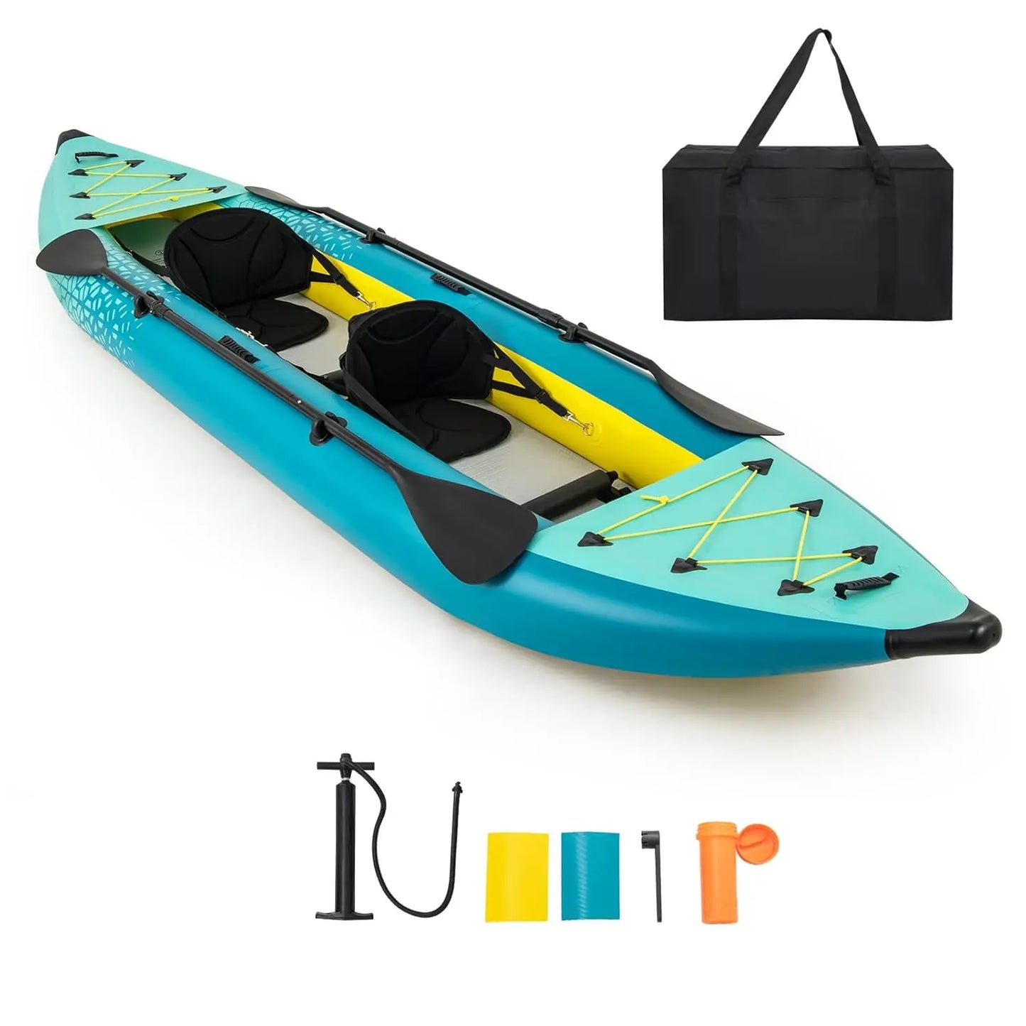 Beastly 12.5ft Inflatable Tandem Kayak Triple Chamber Safety