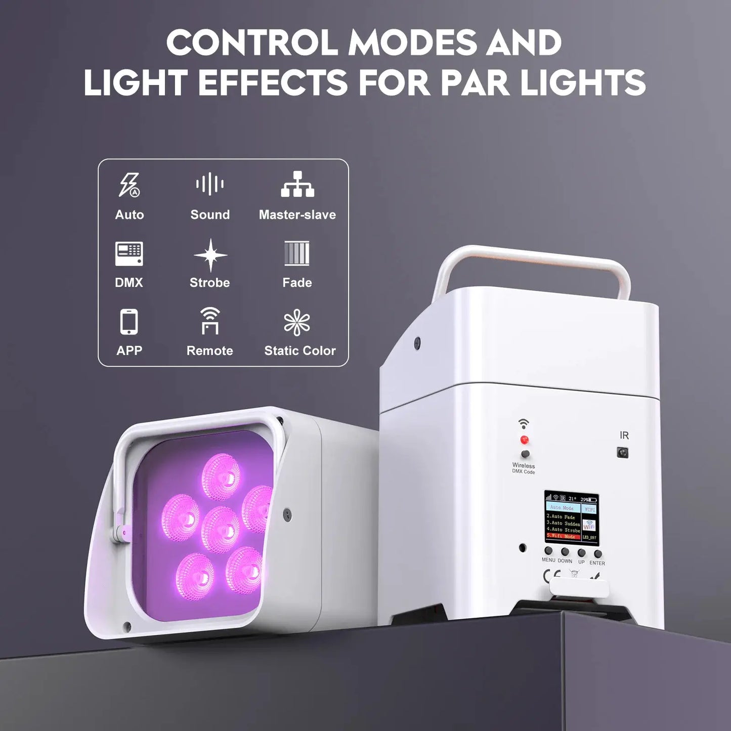 U'King 4PCS RGBWA+UV LED Par Light with Bag 6x18W DMX Stage Light Rechargeable Built-in Battery Wireless Par Light Dyeing Light by Beastly Survival Outlet
