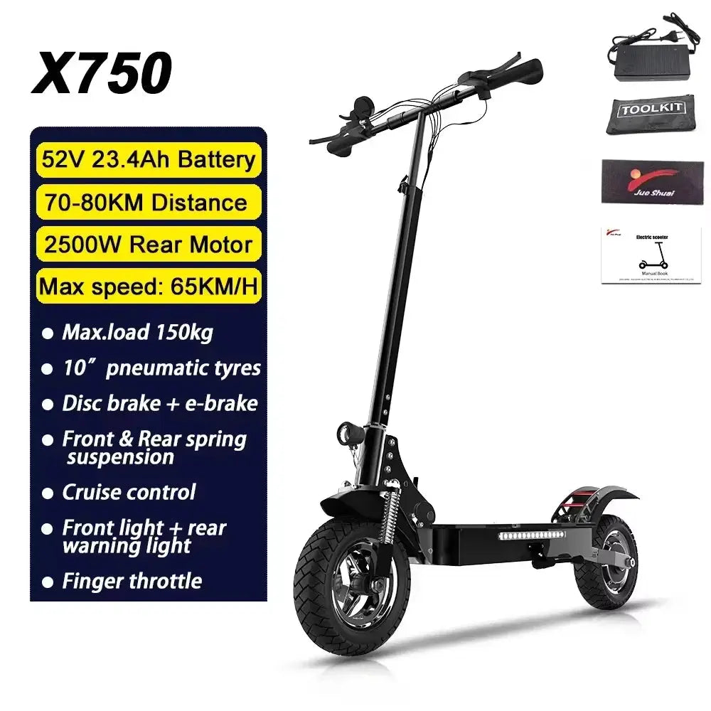 75kmh Dual Motor 3200W Foldable Electric Scooter Fat Tires 2 by Beastly Survival Outlet