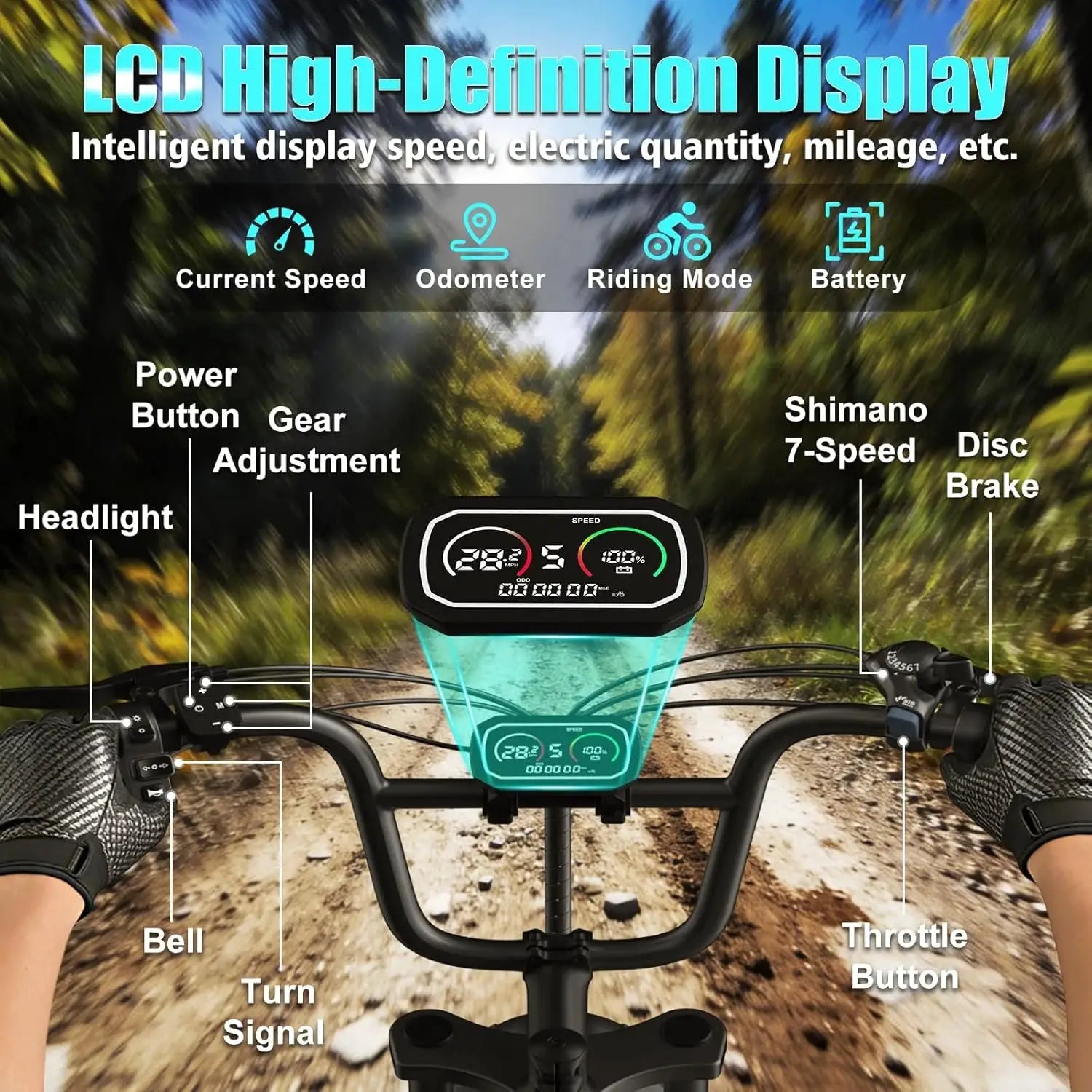 Adults Electric Dirt Bike 1500W Motor 30 MPH High-Speed E-Bike 48V 15AH Battery Off-Road E-Motorcycle for Electric Bicycle by Beastly Survival Outlet