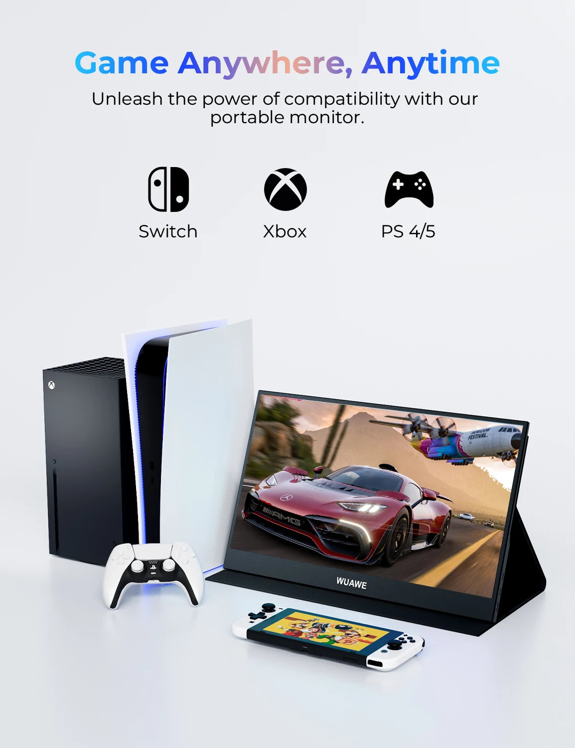 WUAWE 15.6 Inch Portable 1080p USB C HDMI Monitor Hdri Screen