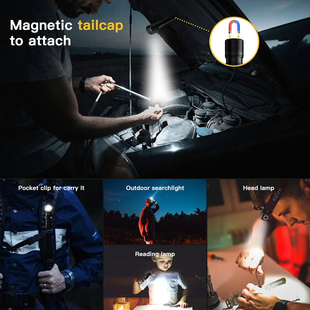 Sofirn SP40A 1200lm Headlamp With USB C Magnet Tail Cap