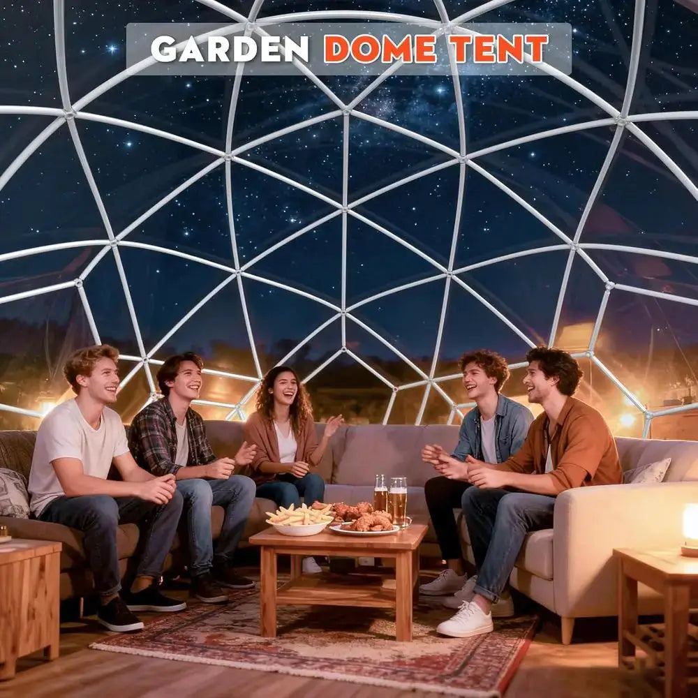 12-Foot Geodesic PVC Dome Tent, Waterproof Outdoor Bubble House with 2 10M Light Strings for Garden, Patio, Events,Customized by Beastly Survival Outlet