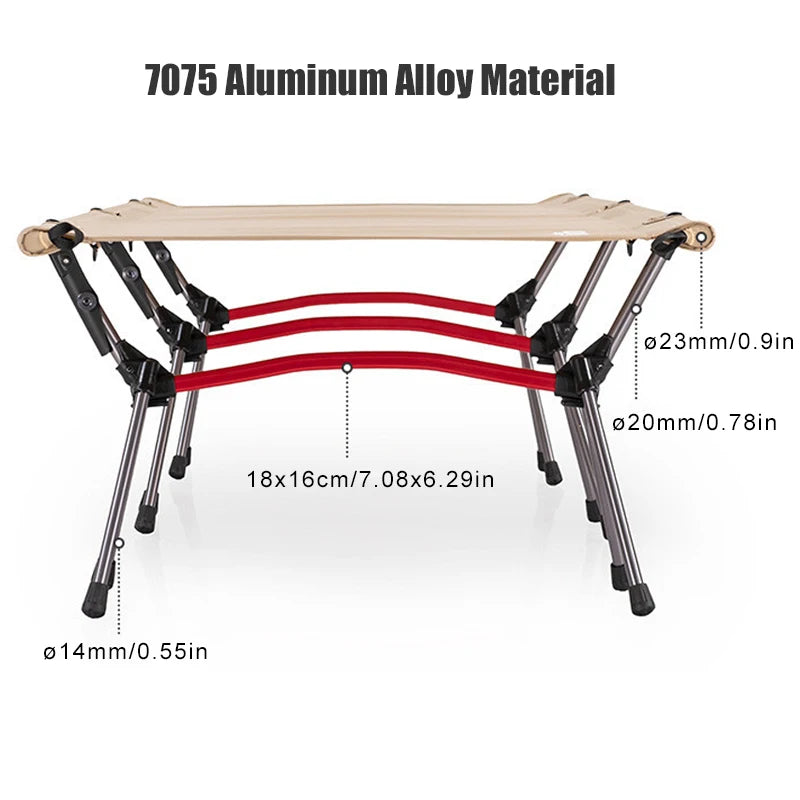 WESTTUNE Ultralight Aluminum Alloy Camping Cot With Leg Extenders Folding Bed For Outdoor Hiking And Travel