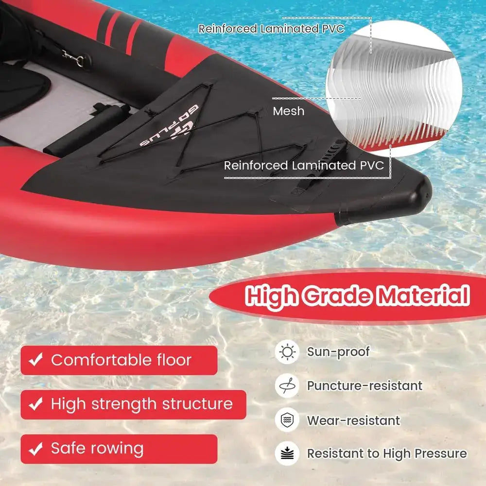 Tandem Inflatable Kayak, 12.5FT 2Person Kayak For Adults W 507 LBS Weight Capacity, 2 Aluminium Oars, Padded Seat, 2 Fins,Custom by Beastly Survival Outlet