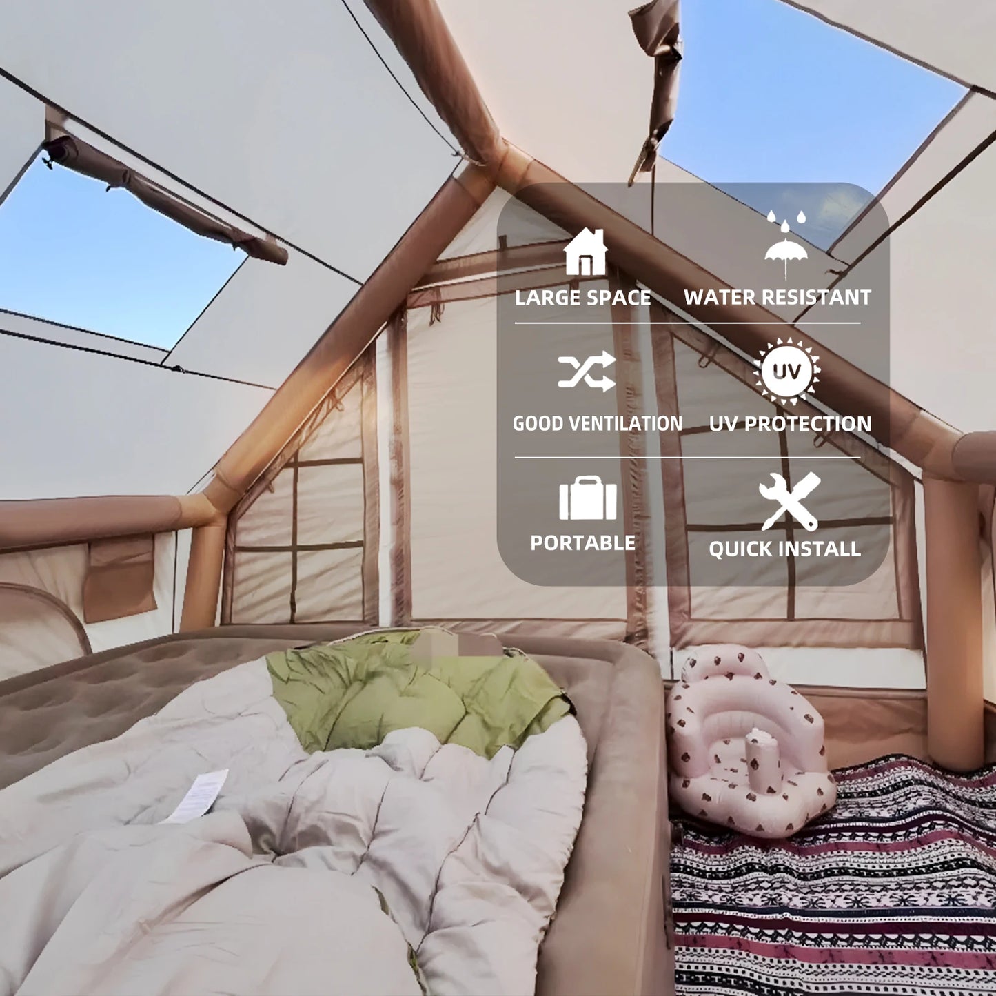 Large Inflatable Camping Tent with Easy Setup Hand Pump