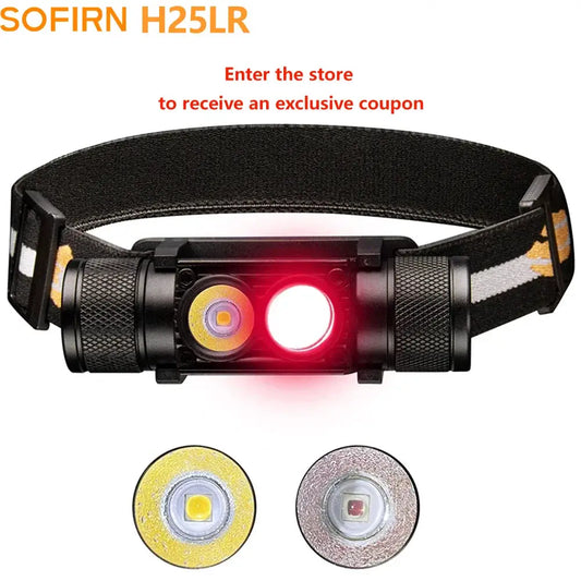 H25LR LED Rechargeable Headlamp Powerful Head Flashlight with 90 High CRI Bright White Light and 660nm Deep Red Torch by Beastly Survival Outlet