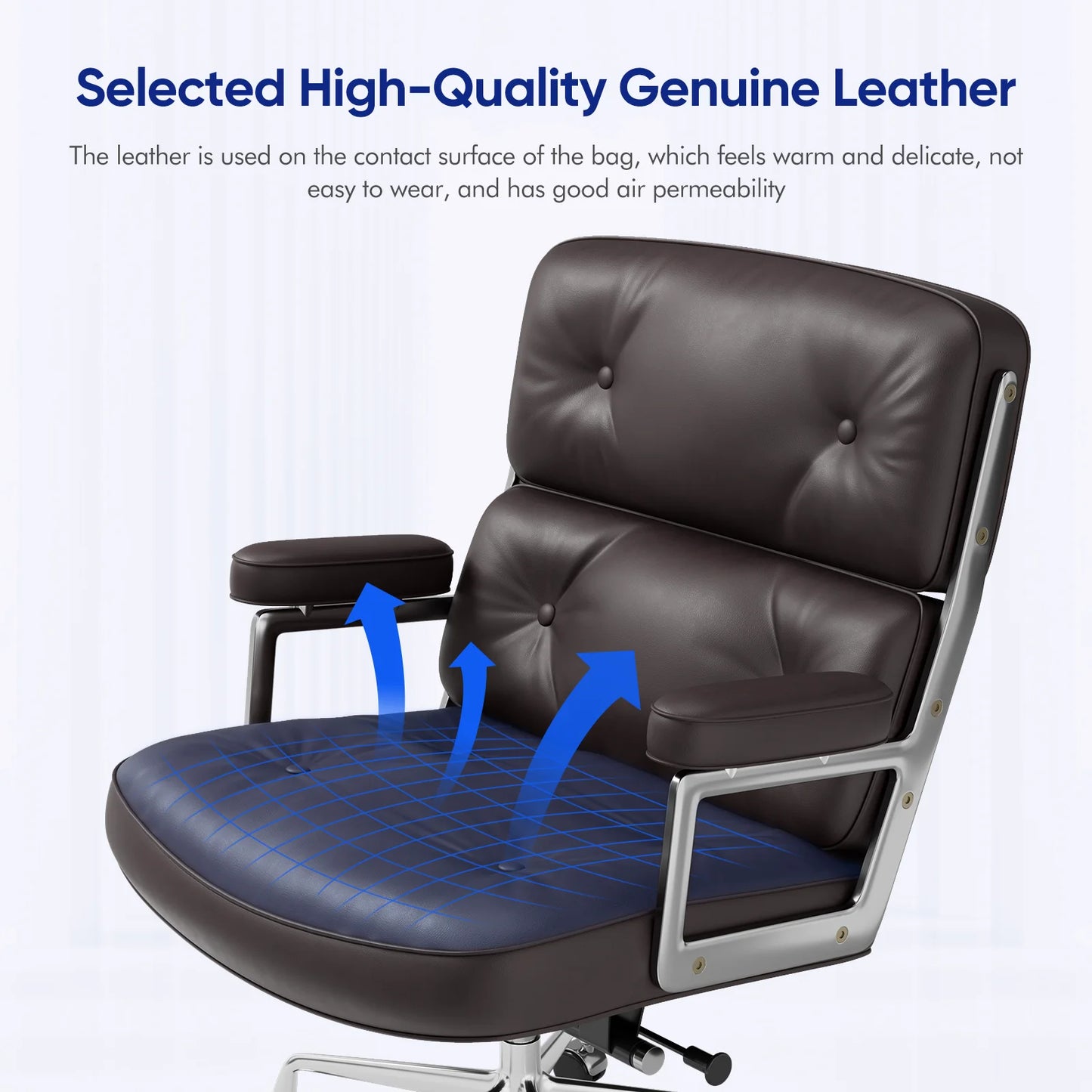 Executive Leather Chair With Thick Back Ergonomic Swivel Pro