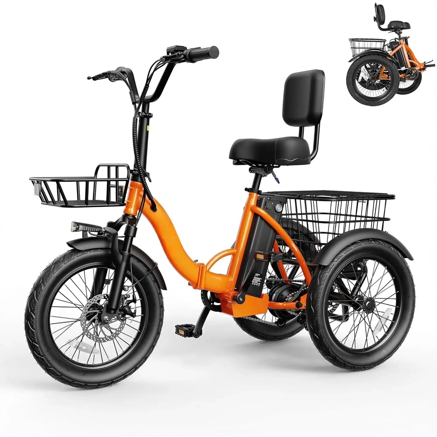Triker Electric Bike, Peak 750W/1200W Brushless Motor Folding Trike Ebike, 499Wh Removable Battery, Step-Thru 3, Customized by Beastly Survival Outlet
