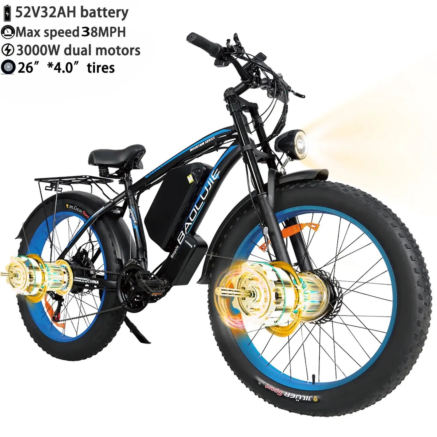Baolujie Peak Dual Motor Electric Bike 3000W 5000W 48V 38MPH by Beastly Survival Outlet