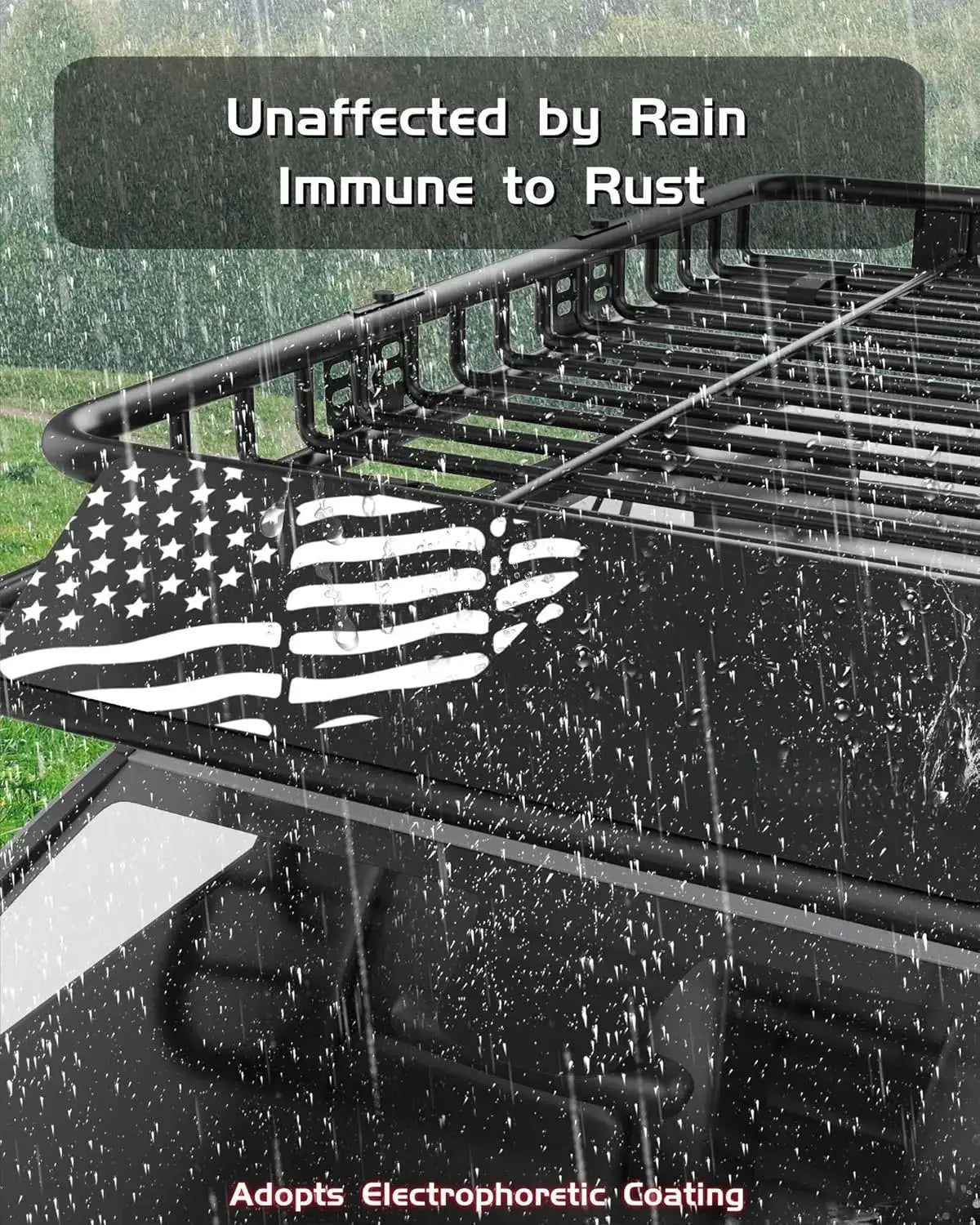 64 X 39 Inch Universal Roof Rack Basket, 200 Lbs Capacity Cargo Carrier with Wind Fairing for SUV, Truck, RV & Vehicle Roof Rack by Beastly Survival Outlet