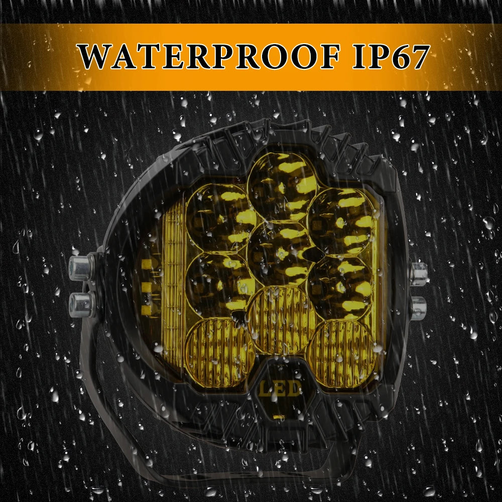 5 Inch 90W Car LED Spotlight Auxiliary Driving Lamp Yellow Pair