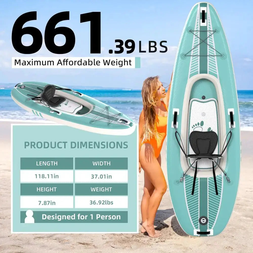Inflatable Kayak with DropStitch Floor, Lightweight, Portable, Durable Solo Kayak for Fishing, Touring, and Recreational Paddli by Beastly Survival Outlet