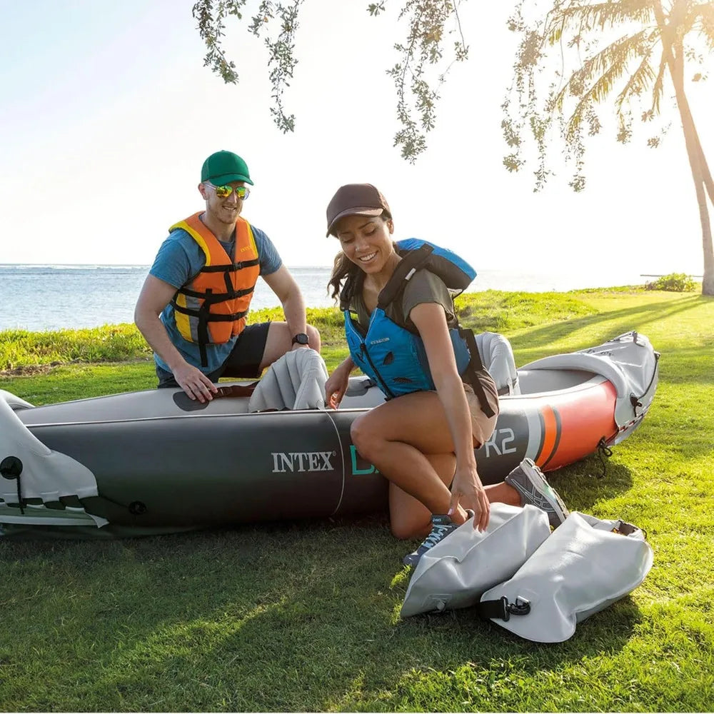 Two Person Inflatable Kayak Set Dakota K2 With Oars Pump