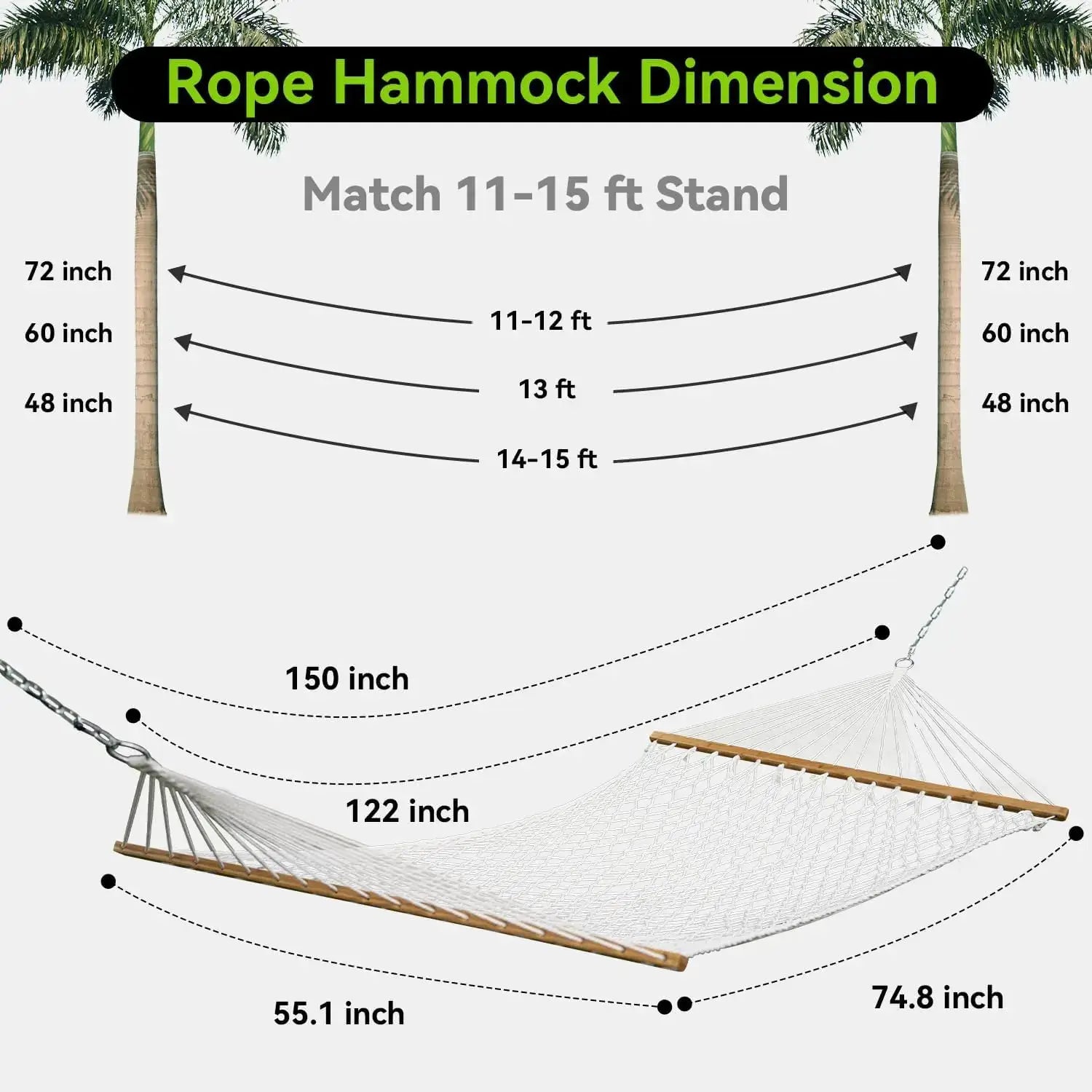 Double Hammock For Two Handwoven Rope Spreader Bar Patio Use by Beastly Survival Outlet