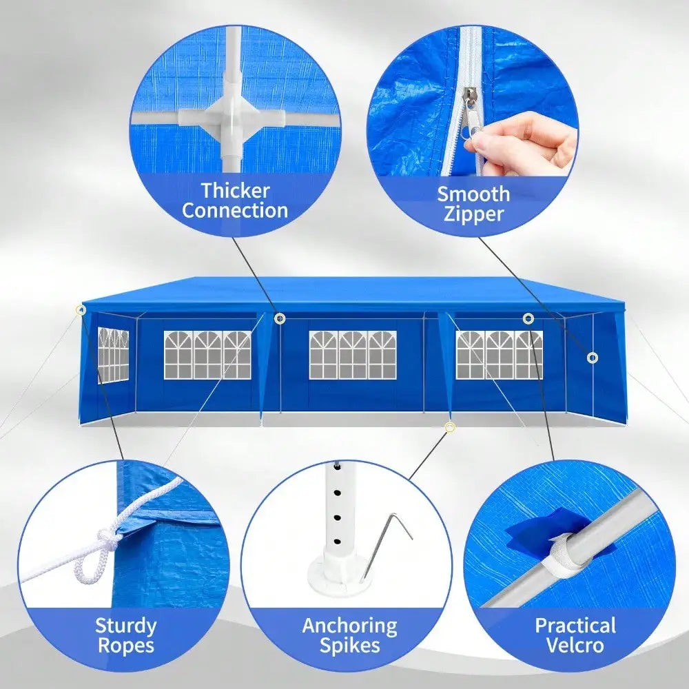 10x30 Patio Gazebo Waterproof Outdoor Canopy Tent with 8 Walls