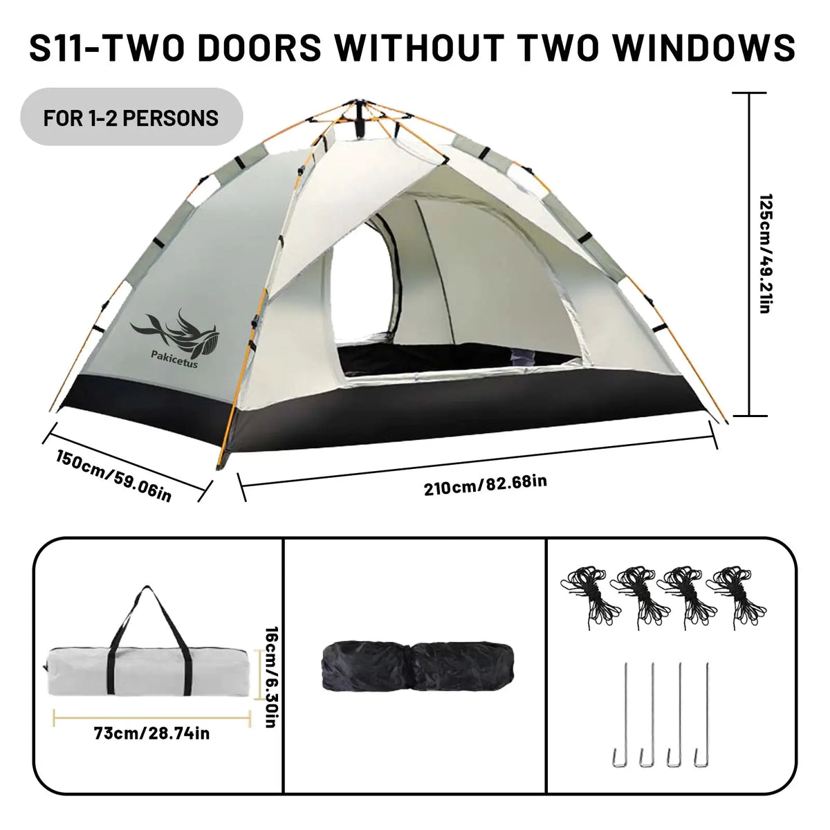 PAKICETUS 2-4 Person Automatic Pop Up Camping Tent, Instant Quick Setup Portable Windproof Tent, Lightweight Backpacking Shelter for Outdoor Travel Hiking Picnic by Beastly Survival Outlet