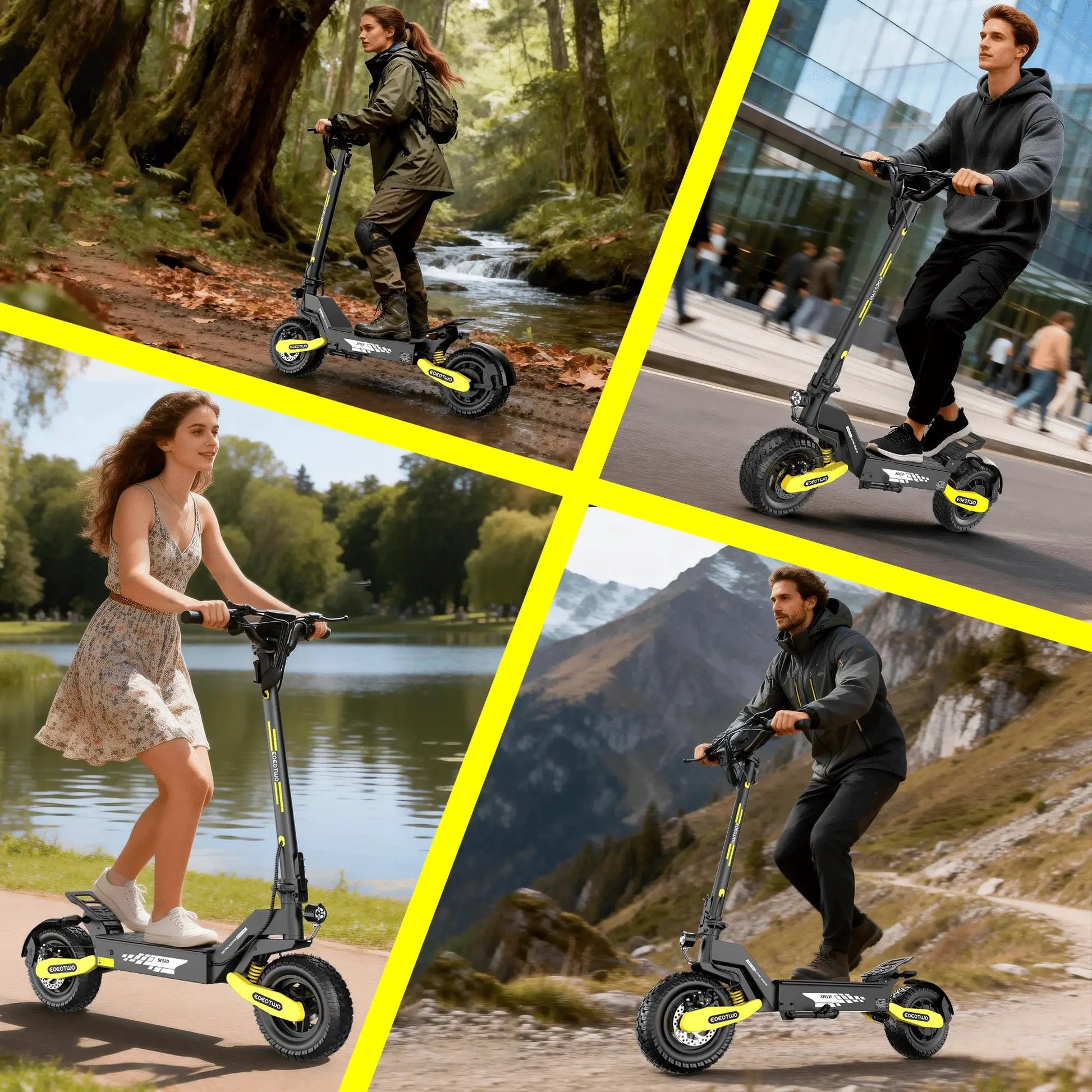 EOEOTWO 1200W Off Road Electric Scooter for Adults 48V Long Range E-Scooter 30MPH Fast Speed 11" Tubeless Tire Foldable Kick Scooter by Beastly Survival Outlet
