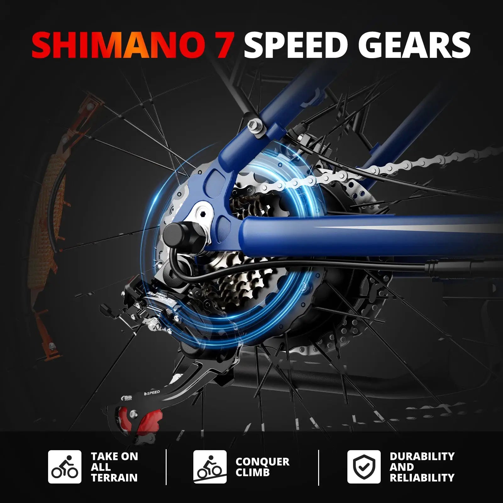 Amyet EB26 Fat Tire Electric Bike 28MPH 1500W Blue Mountains by Beastly Survival Outlet