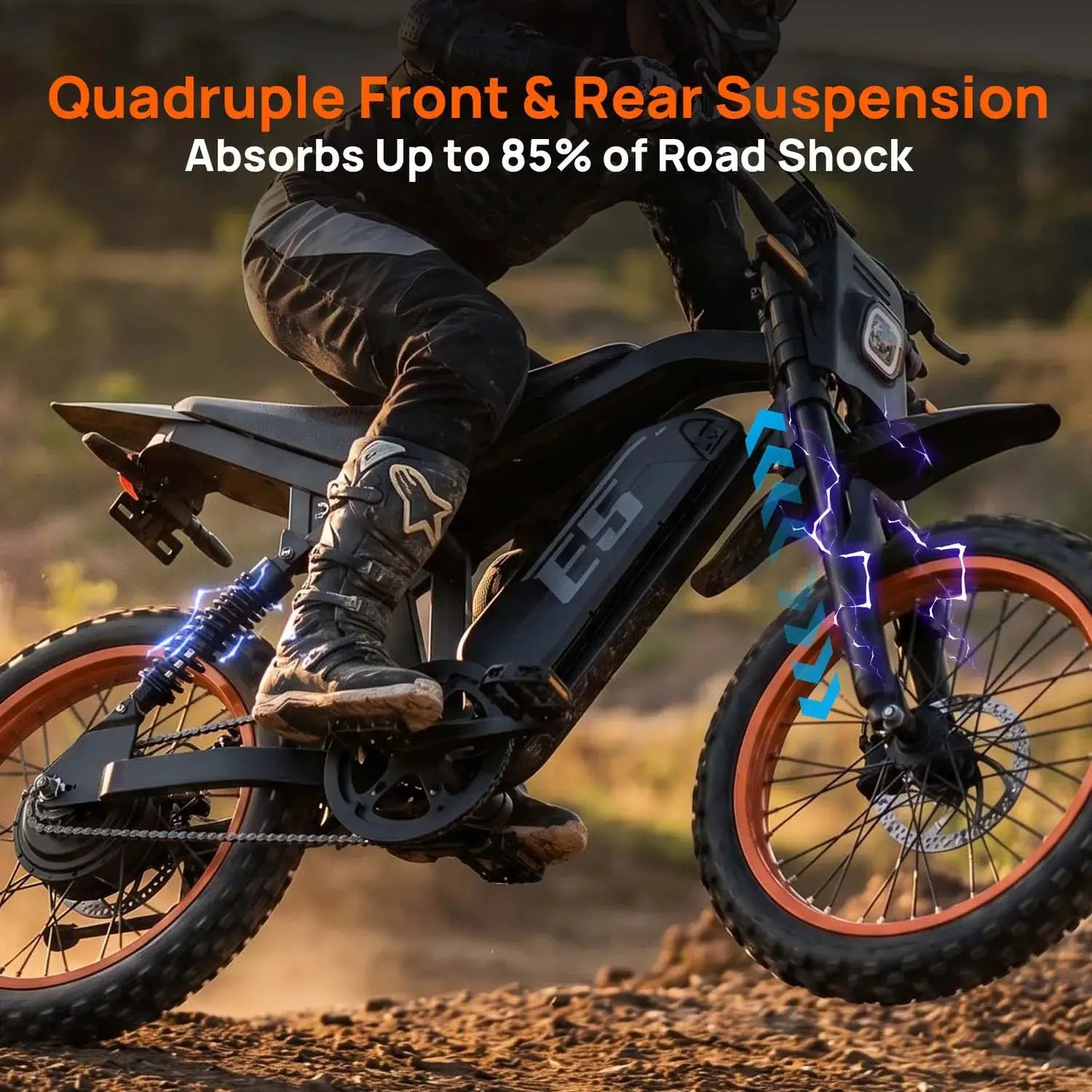 URLIFE Electric Motorcycles Peak 1500W All-terrain Off-road Tires 48V 20AH Removable Battery 32MPH 50-Miles Range Electric Off-road Bike For Adults by Beastly Survival Outlet