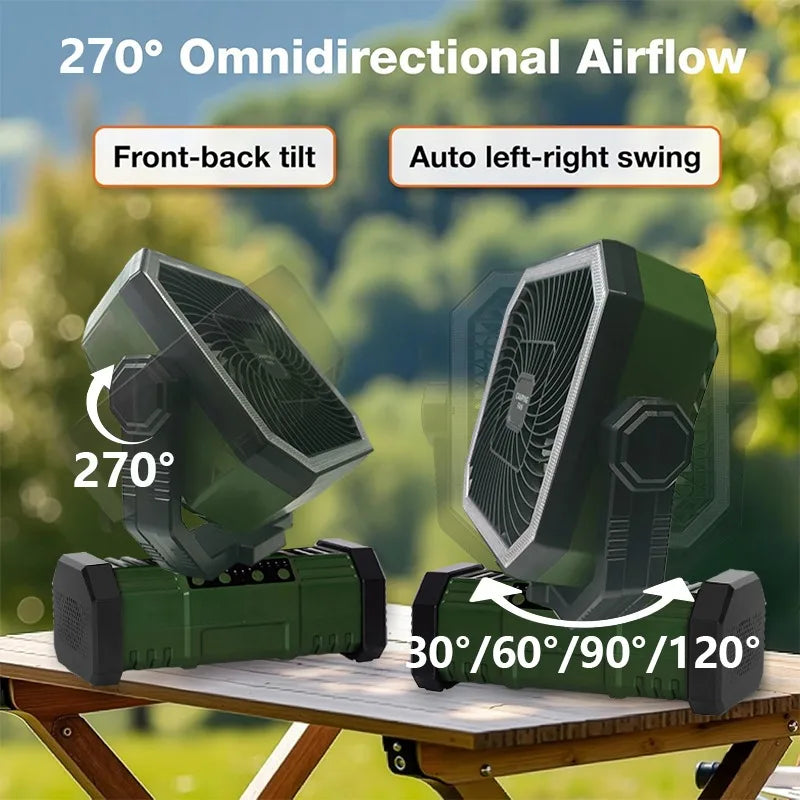 30000mAh Rechargeable Camping Fan with LED Lantern and Remote