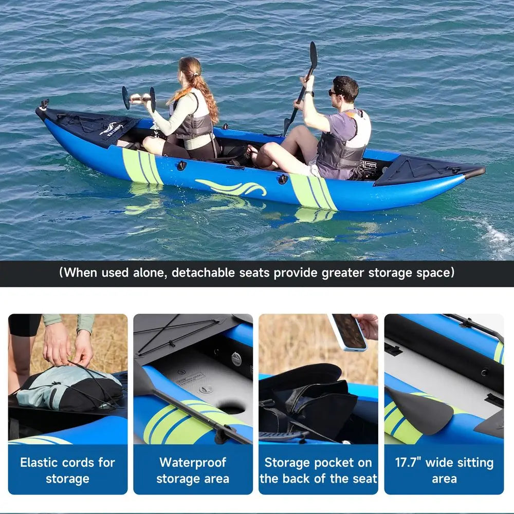 Two Person Inflatable Kayak 12.5ft With Luminous Strips 507lb Capacity