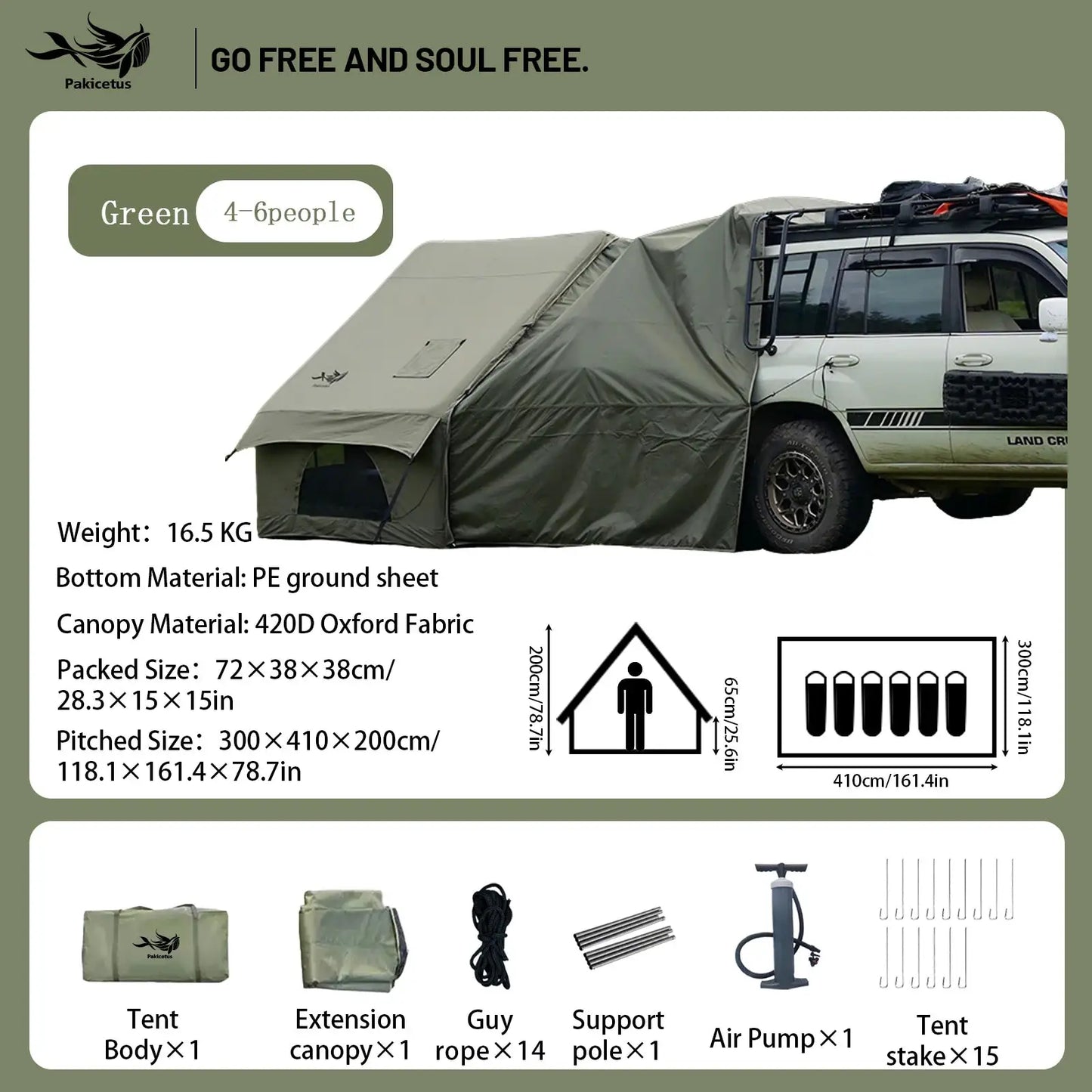 Pakicetus Quick Setup Inflatable Camping Tent, Waterproof Family Tent for 4-8 Persons, Portable Air Tent with Carry Bag by Beastly Survival Outlet