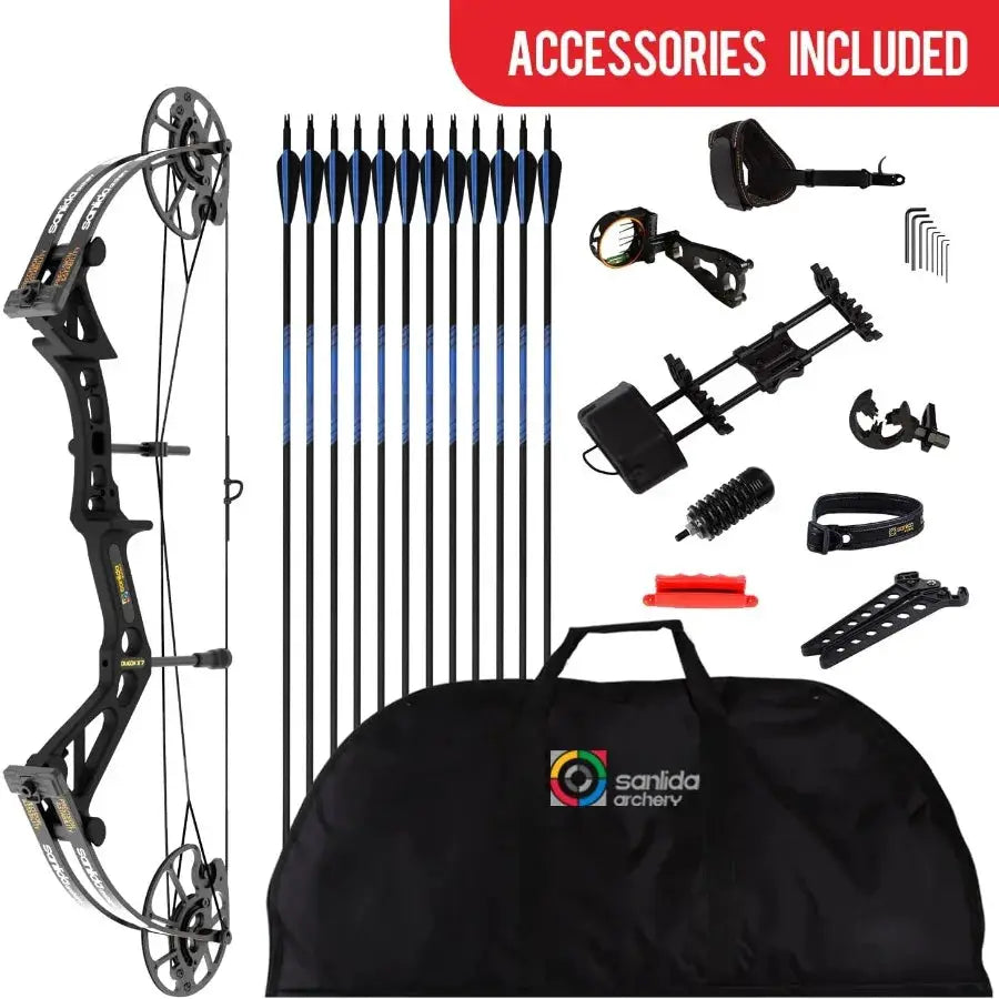 Sanlida Dragon X7 Ready to Hunt Compound Bow Package for Adults Archery Compound Bow and Arrow Set 0-70 Lbs Draw Weight No Bow Press Needed RH Only by Beastly Survival Outlet Sanlida Dragon X7 Ready to Hunt Compound Bow Package for Adults Archery Compound Bow and Arrow Set 0-70 Lbs Draw Weight No Bow Press Needed RH Only Beastly Survival Outlet