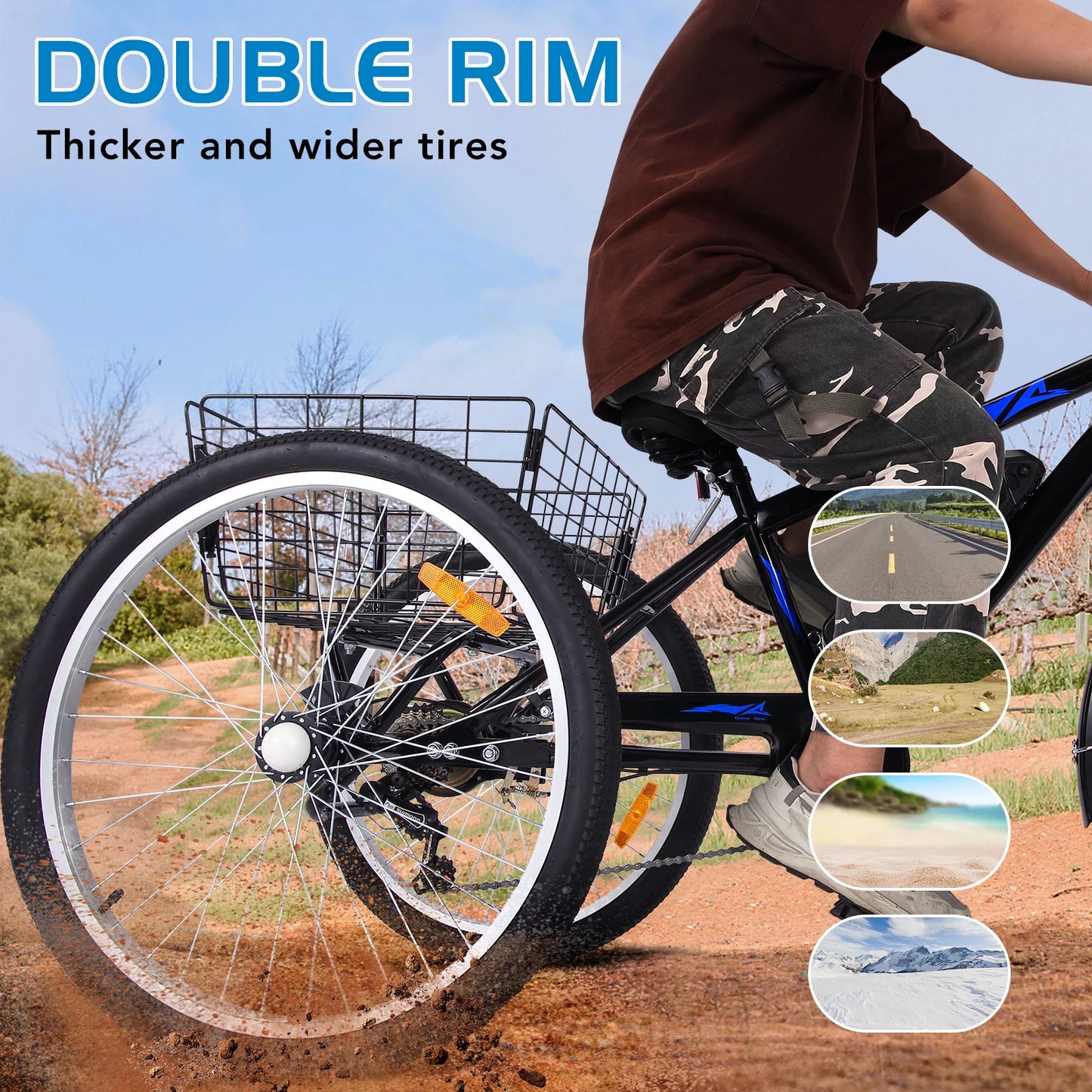 350W Electric Tricycle for Adults with 24 Inch Fat Tires