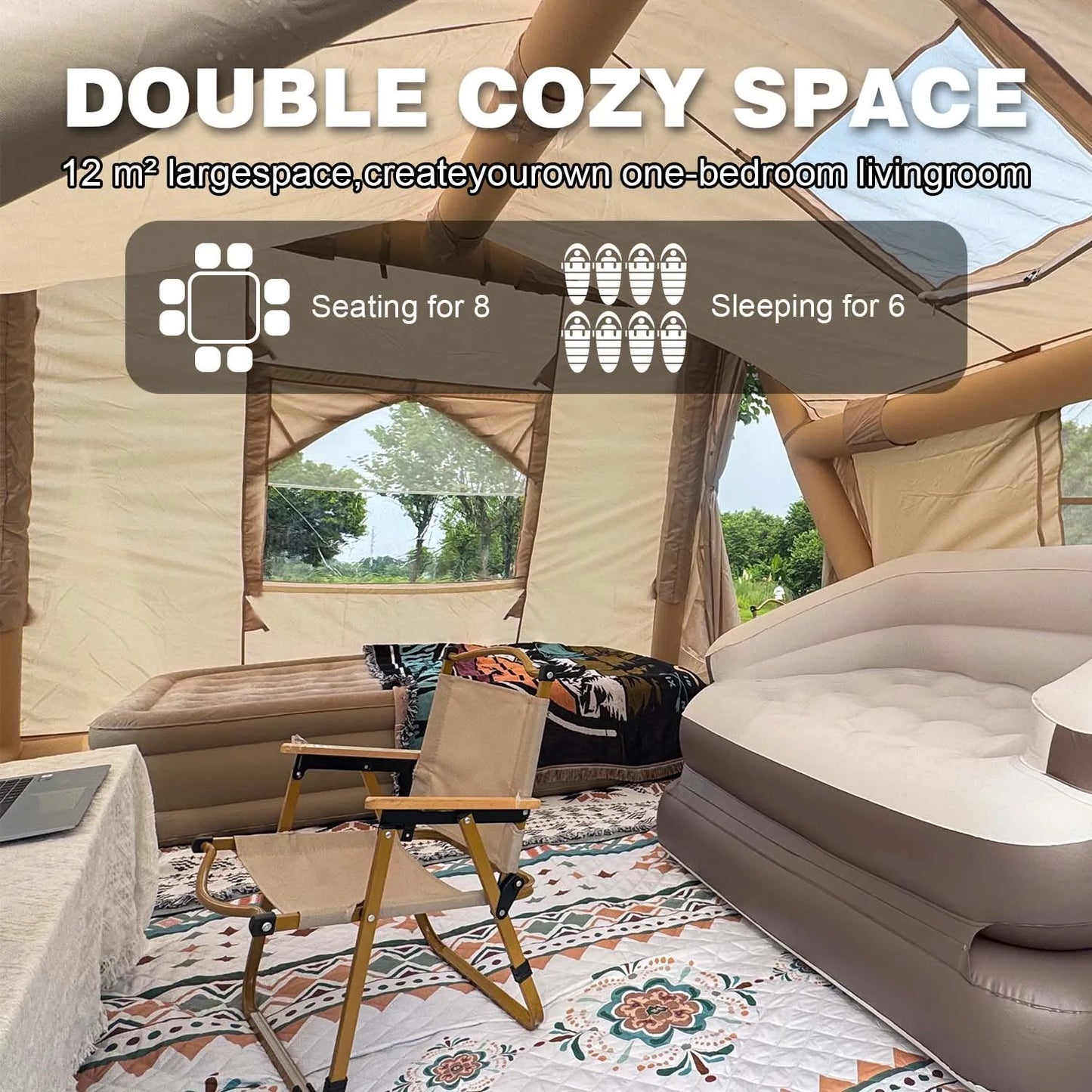 Large Inflatable Cabin Tent 8 To 10 Person 135 Sq Ft