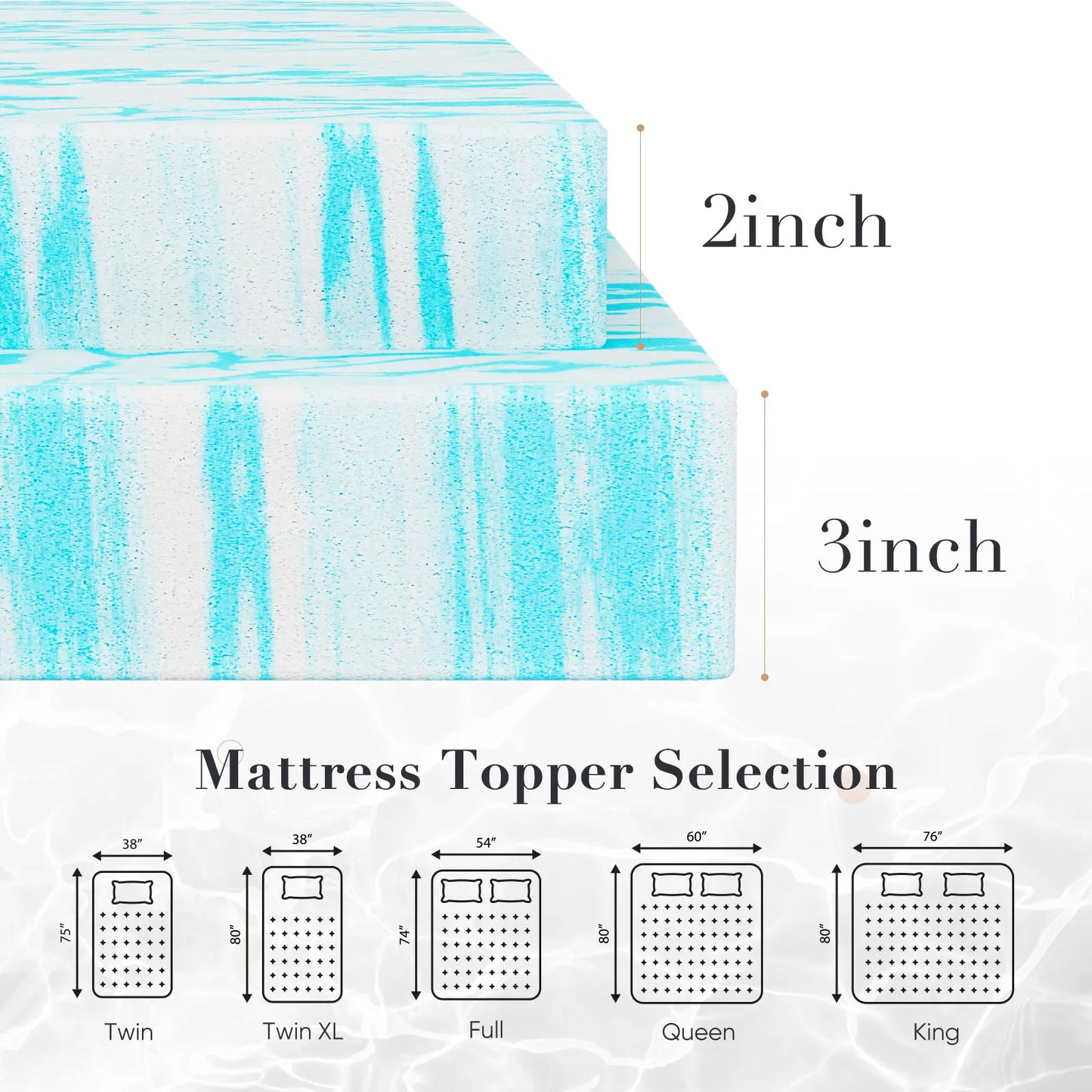 Gel Memory Foam Mattress Topper 2 To 3 Inch Full Size