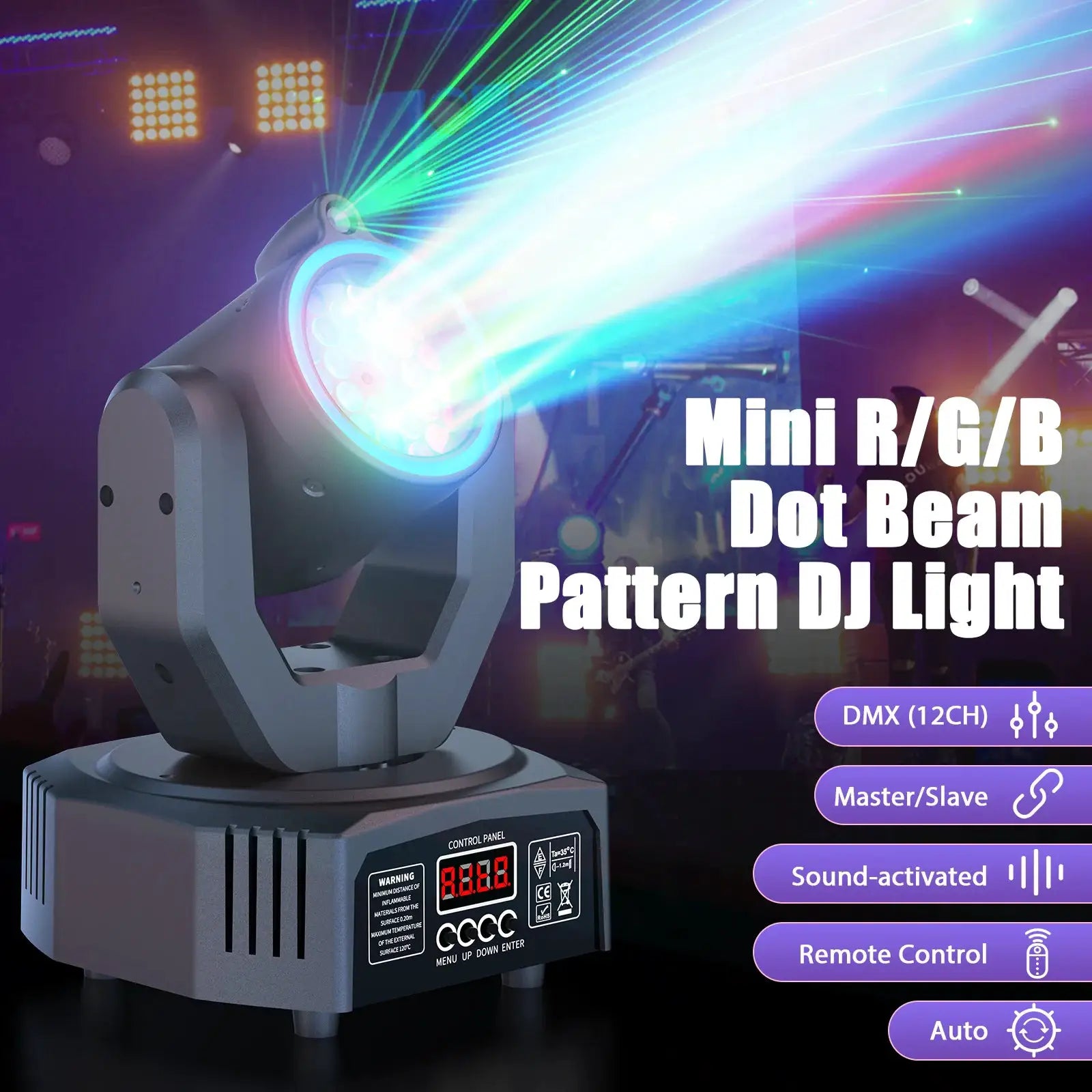U'King Mini 30W Beam Pattern Moving Head Light RGB DMX Sound Activated Strobe Effect Stage Light for DJ Disco Party Christmas by Beastly Survival Outlet