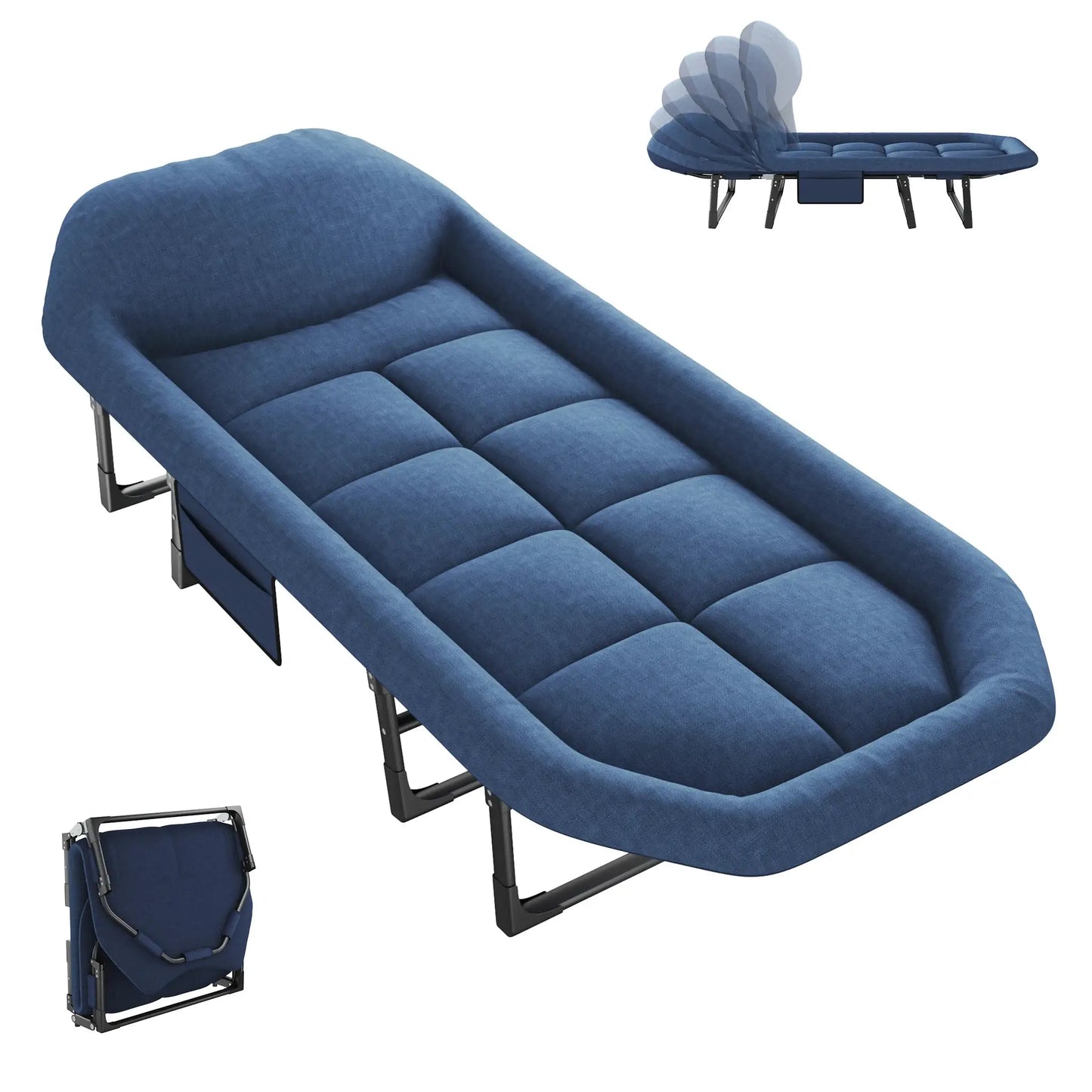 JHK Adjustable Folding Camping Bed with Mattress Lightweight Camping Cot with Carry Bag 6 Angle Foldable Camping Bed for Camp Outdoor Supports 450 lbs by Beastly Survival Outlet