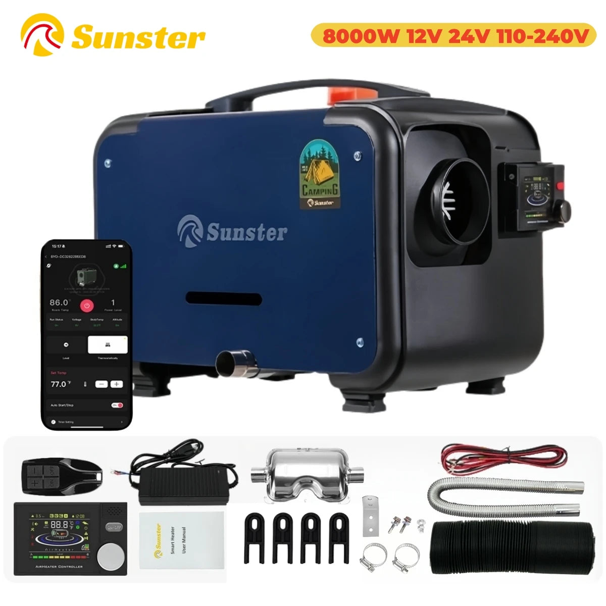 8KW Portable Diesel Air Heater With Bluetooth App Control