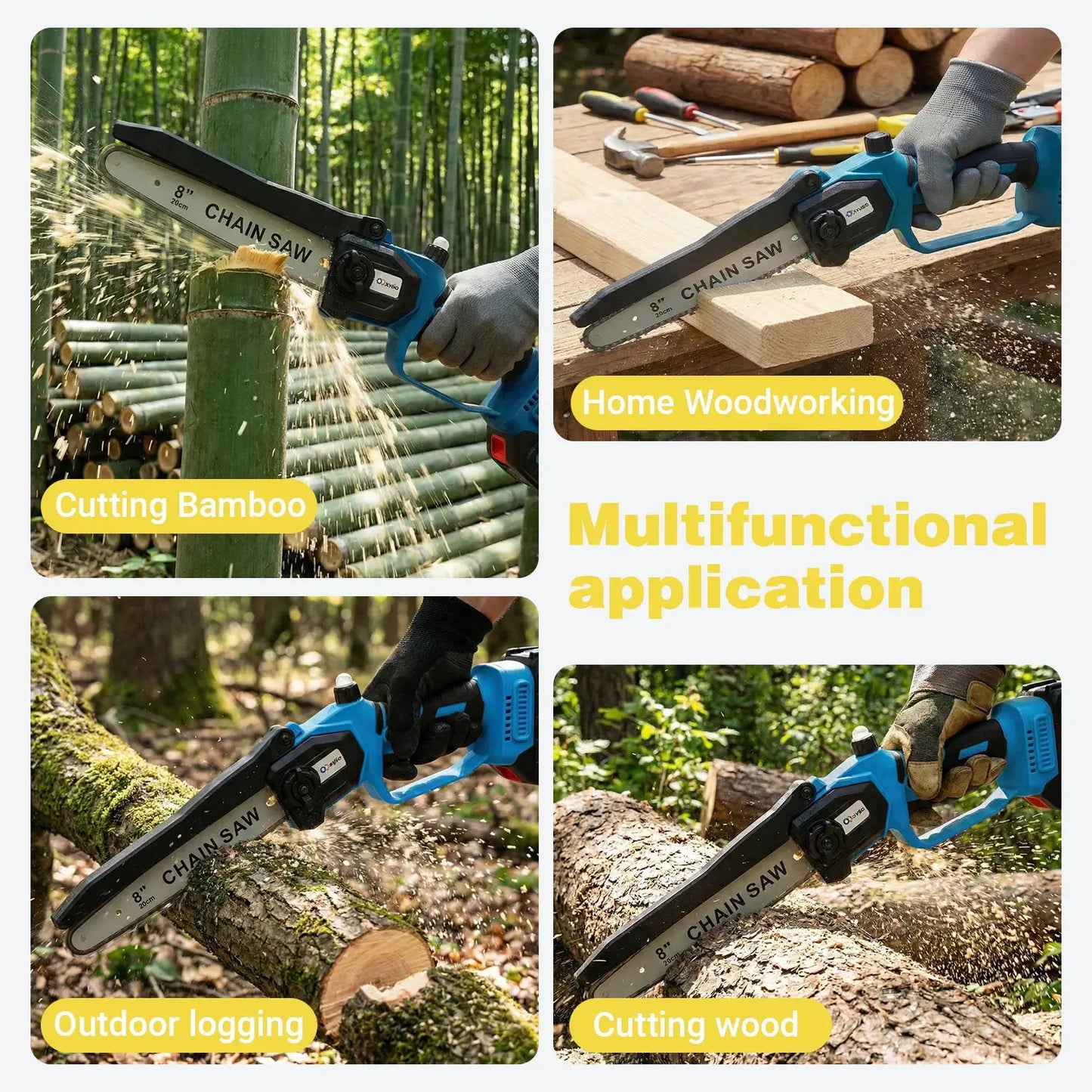 XYSD 2-in-1Cordless Pole Saw&Mini Chainsaw,6"&8"Electric Tree Trimmer with Extension Pole, Handheld Chain Saw for Branch Cutting by Beastly Survival Outlet