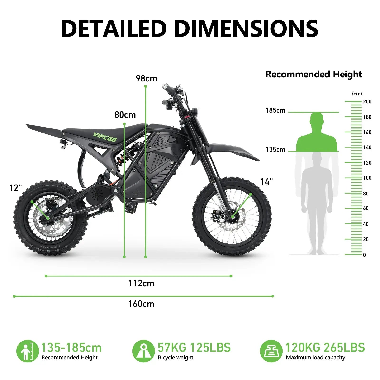 Electric Dirt Bike VIPCOO 3500W 48V23AH Electric Motorcycle Fat Tire Nitrogen Suspension E Dirt Bike for Teens and Adults by Beastly Survival Outlet